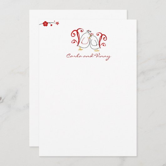 Merci Cartes de notes Inséparables & Blossoms (Devant / Derrière)