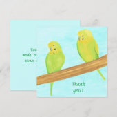 Merci, cartes de perruches Love Birds (Devant / Derrière)