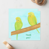 Merci, cartes de perruches Love Birds (Devant/Arrière en situation)