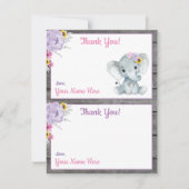 Merci Cartes Elephant Rose Jaune Violet (Devant)