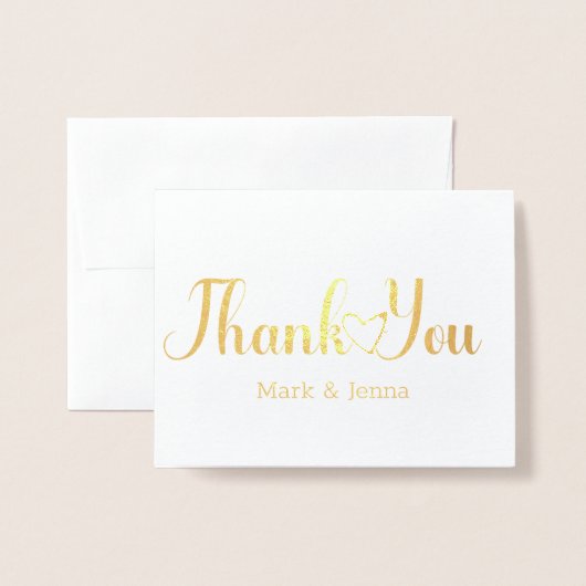 Merci Cartes Mariage Couples Nom Script Coeur (Devant avec enveloppe)