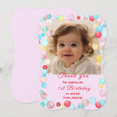 Merci Cartes pour le 1er anniversaire avec photo (Devant / Derrière)