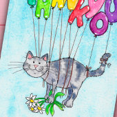 Merci Cat carte de voeux par Nicole Janes