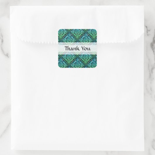 Merci Celtic Knot - Bleu Vert Carré Stickers (Sac)