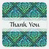 Merci Celtic Knot - Bleu Vert Carré Stickers (Devant)