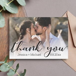 merci chic calligraphie mariage carte photo note
