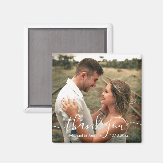 merci chic écriture mariage photo aimant (Recto/Verso)
