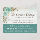 Merci Chic Usé Fleur Rustique Carte Postale en Boi (Dos)