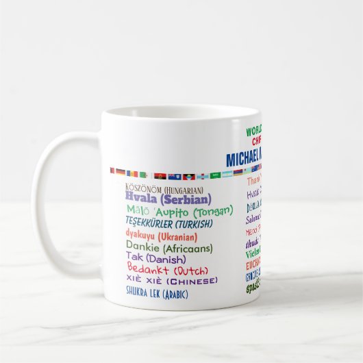Merci chiropraticien en 30 langues Café Mug (Gauche)