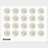 merci clair opal classique rond autocollant (Feuille)