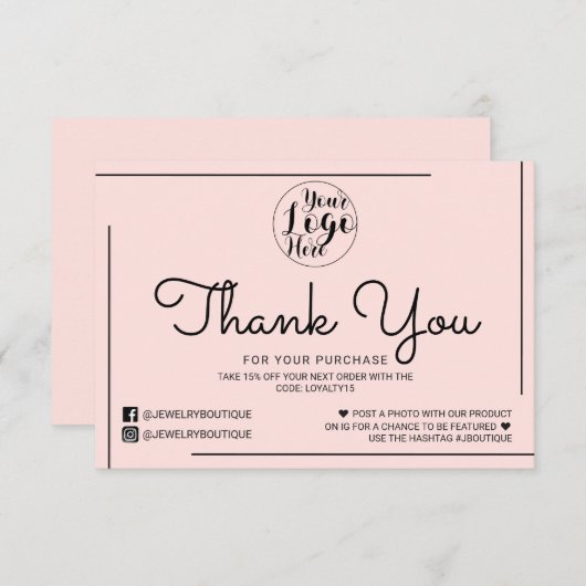 Merci client  du logo de script de bordure noire r (Devant / Derrière)