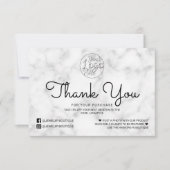 Merci client simple en marbre noir blanc (Devant)