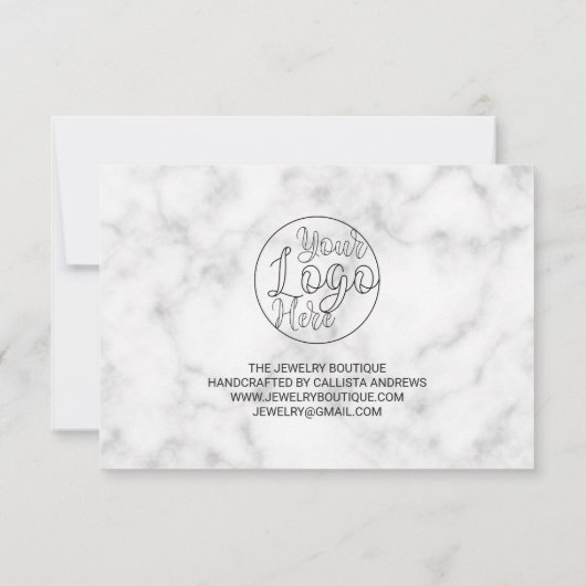 Merci client simple en marbre noir blanc (Dos)