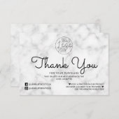 Merci client simple en marbre noir blanc (Devant / Derrière)