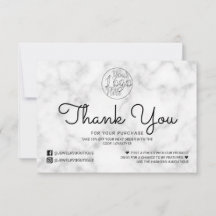 Merci client simple en marbre noir blanc