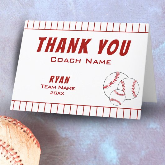 Merci Coach Carte de Coach de Baseball