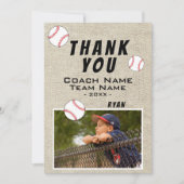 Merci Coach Carte de Photo de Baseball Rustique (Devant)