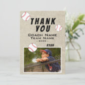 Merci Coach Carte de Photo de Baseball Rustique (Debout devant)