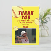 Merci Coach Carte photo de softball Jaune (Debout devant)