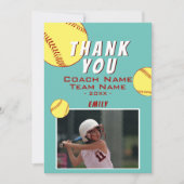 Merci Coach Carte photo de softball Jaune (Devant)