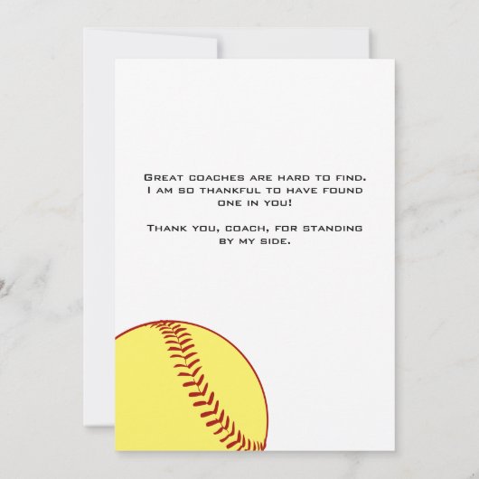 Merci Coach Carte photo de softball Jaune (Dos)