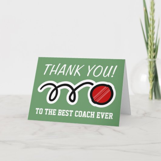 Merci coach | cartes de vœux cricket (Devant)