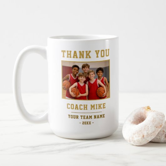 Merci Coach Équipe Nom Mug Photo (Avec donut)