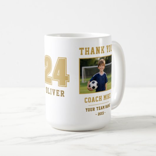 Merci Coach Équipe Nom Numéro Tasse Photo (Devant droit)