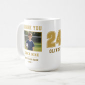 Merci Coach Équipe Nom Numéro Tasse Photo (Devant gauche)