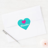 Merci coeur rose aqua blanc stickers (Enveloppe)