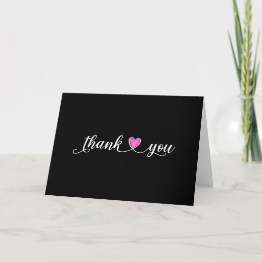 Merci Cœur Rose Sur Fond Noir (Devant)