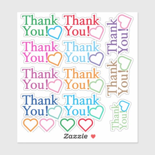 "Merci" coloré ! Autocollants (Feuille)