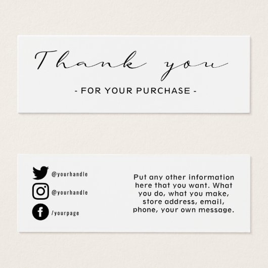 Merci commande client, carte d'insertion de médias (Devant & derrière)