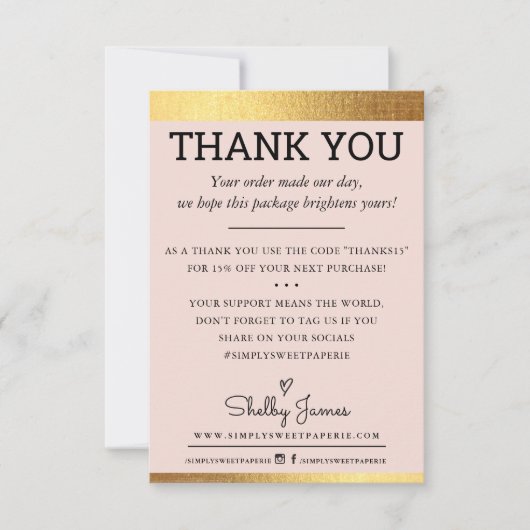 MERCI commande insérer le fil doré moderne rose (Devant)