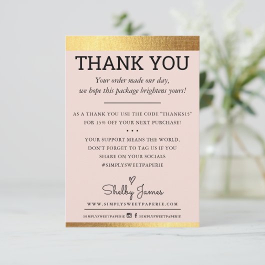 MERCI commande insérer le fil doré moderne rose (Debout devant)