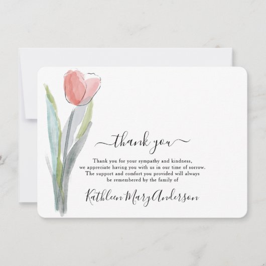 Merci commémoratif de la tulipe d'aquarelle simple (Devant)