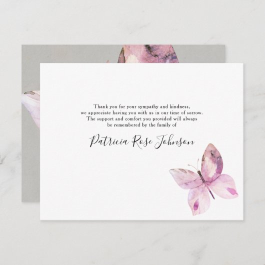 Merci commémoratif simple papillon (Devant / Derrière)