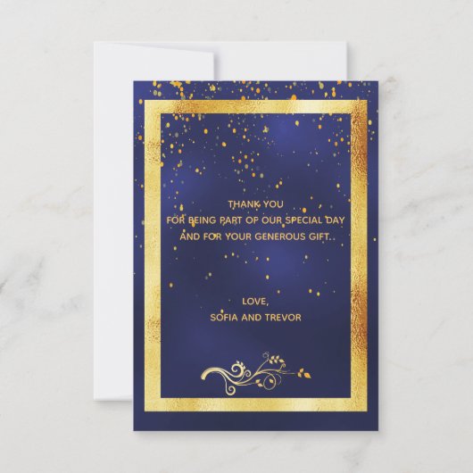 Merci confetti mariage en or bleu foncé (Dos)