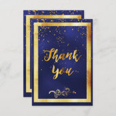 Merci confetti mariage en or bleu foncé (Devant / Derrière)