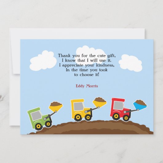 Merci Constructions Camions Carte à plat (Dos)