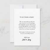 Merci couple de mariage simple moderne nom messag (Dos)