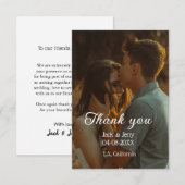 Merci couple de mariage simple moderne nom messag (Devant / Derrière)