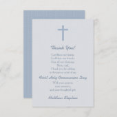Merci croisé bleu en pastel de communion (Devant / Derrière)