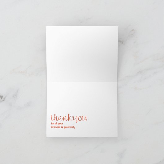 Merci Cursive longue tangerine Note Card (Intérieur)