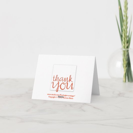 Merci Cursive longue tangerine Note Card (Dos)