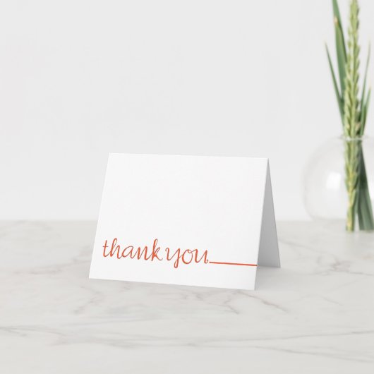 Merci Cursive longue tangerine Note Card (Devant)