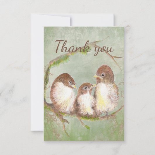 Merci Cute Little Bird Family Animal Art (Devant)