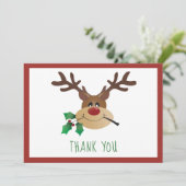 Merci Cute Reindeer Mistletoe Rouge Vert (Debout devant)