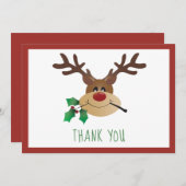 Merci Cute Reindeer Mistletoe Rouge Vert (Devant / Derrière)