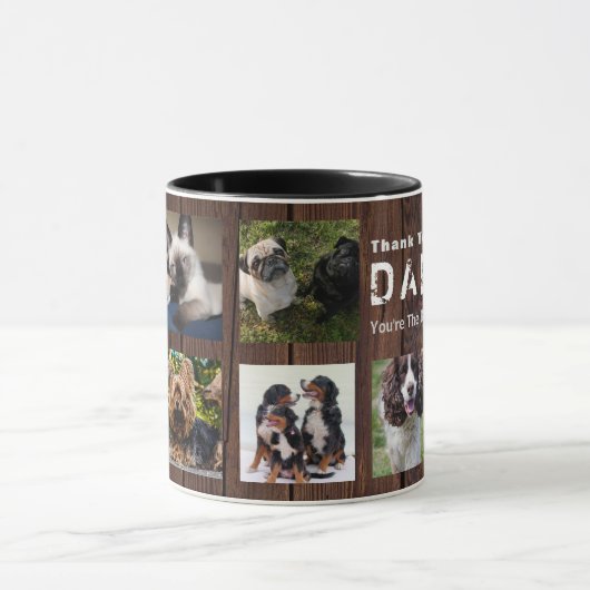 Merci DAD Photo Collage Mug Rustique (Centre)